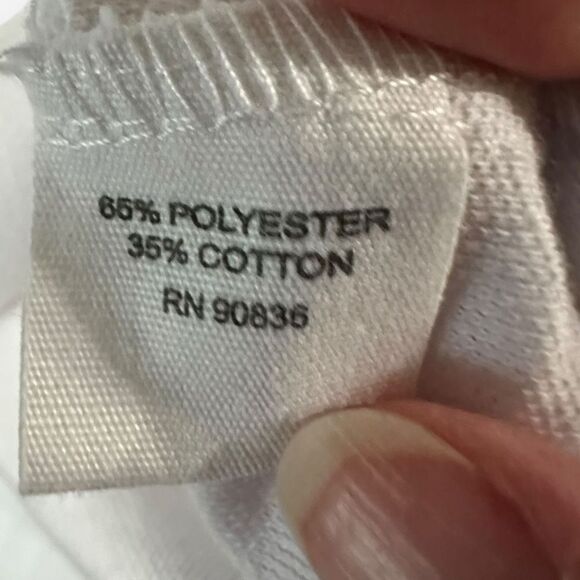 Port Authority white button down short sleeve polo size small polyester/cotton - Picture 5 of 6